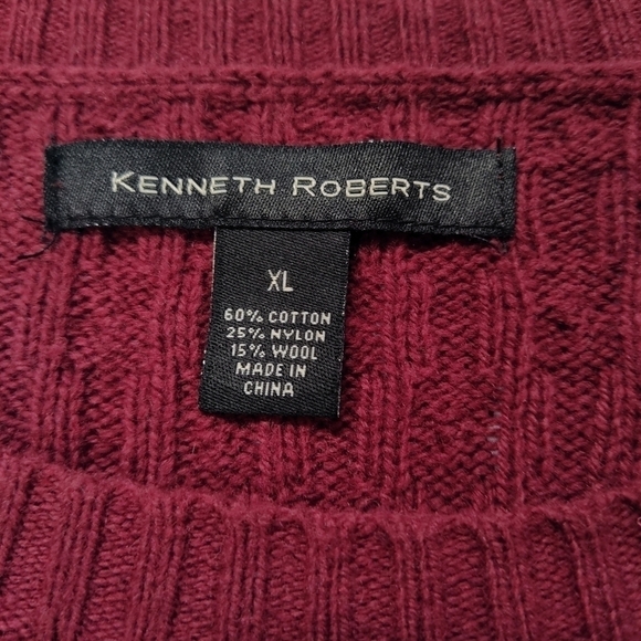 Kenneth Roberts sweater wool blend scoop neck long sleeve  burgundy Size: L - Picture 3 of 5